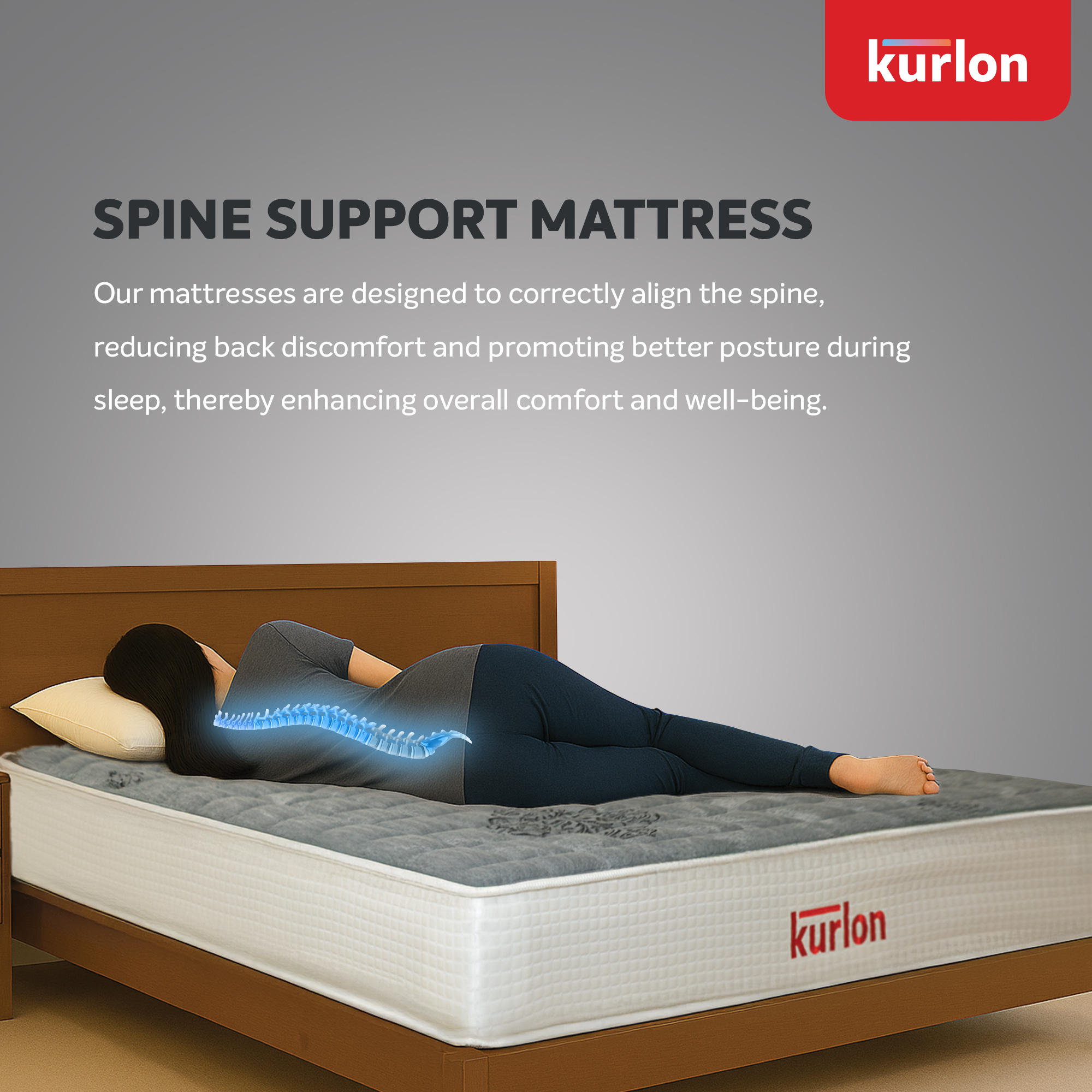 Kurl-On Spinekare Mattress|Orthopedic Mattress | Rebonded Foam | Rubberized Coir | Memory Foam | King Size Mattress| Firm Support | 200Lx200Wx20H Cms | 7 Years Warranty