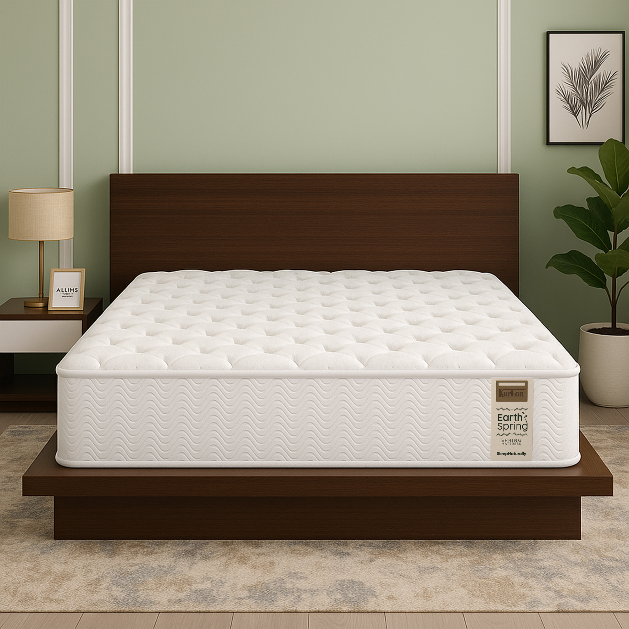 Kurlon Earth Spring Mattress | 3-Zone Pocket Spring Mattress | Medium-Firm Support |  Natural Latex | Ideal for Spinal Alignment | Queen Size Mattress| 200Lx160Wx25H Cms