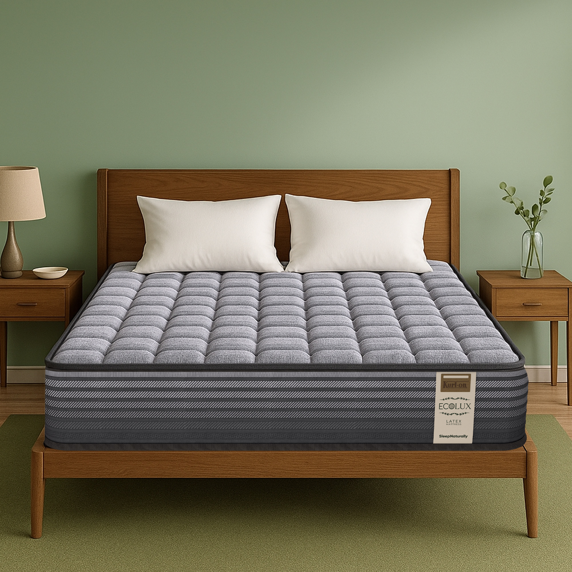 Kurlon Ecolux Mattress | 3-Zone Natural latex | Medium-to-Firm Support | Rubberized Coir Mattress| Firm Support for the back| King Size | 200Lx200Wx25H Cms | 7 Years Warranty