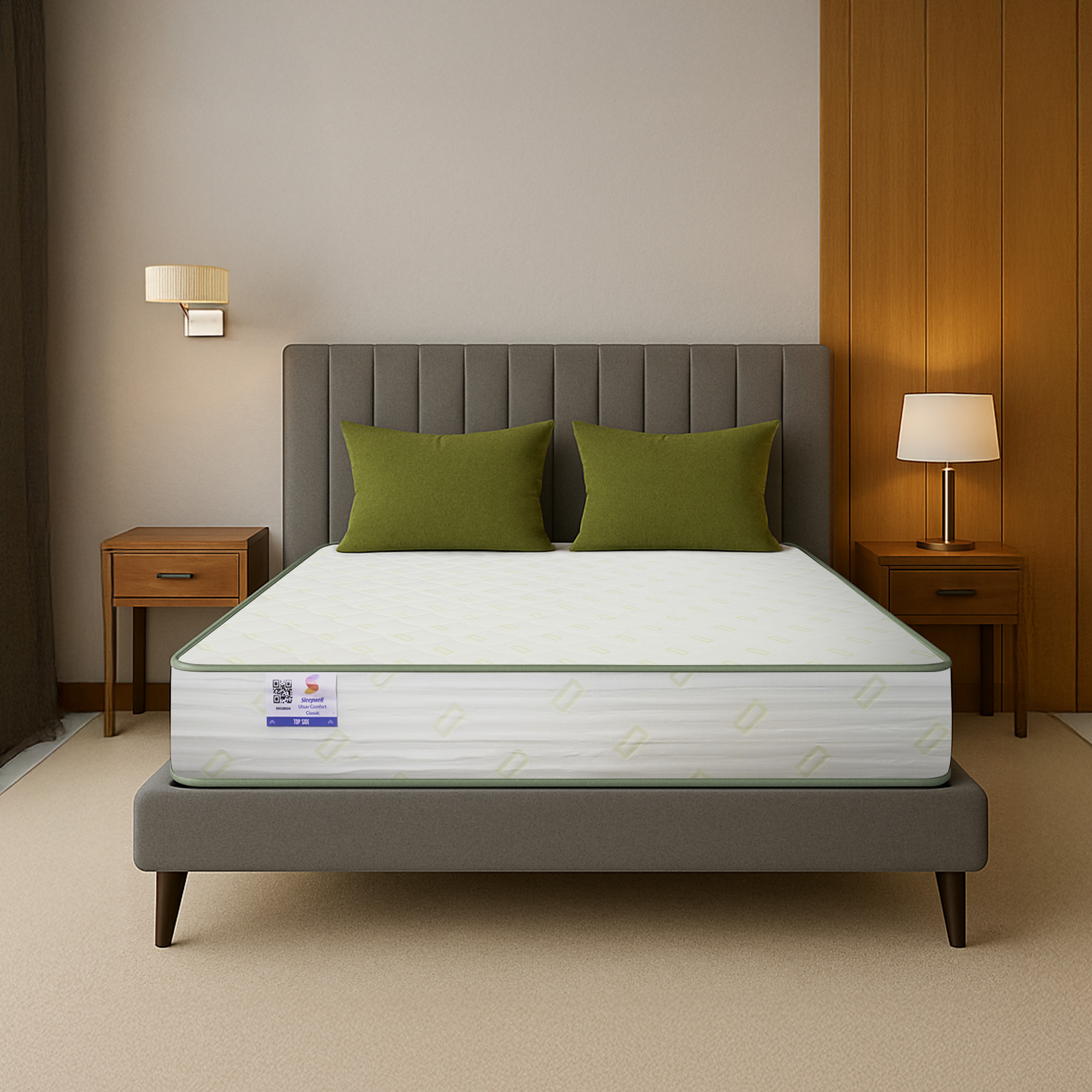 Sleepwell Utsav Comfort Classic Mattress | Resitec (HR) Foam | Soft-Top Feel | Neem Fresche Technology | Comfort & Support | King Size 200L X 180W X 17.5H cm | 10 Nights Trial
