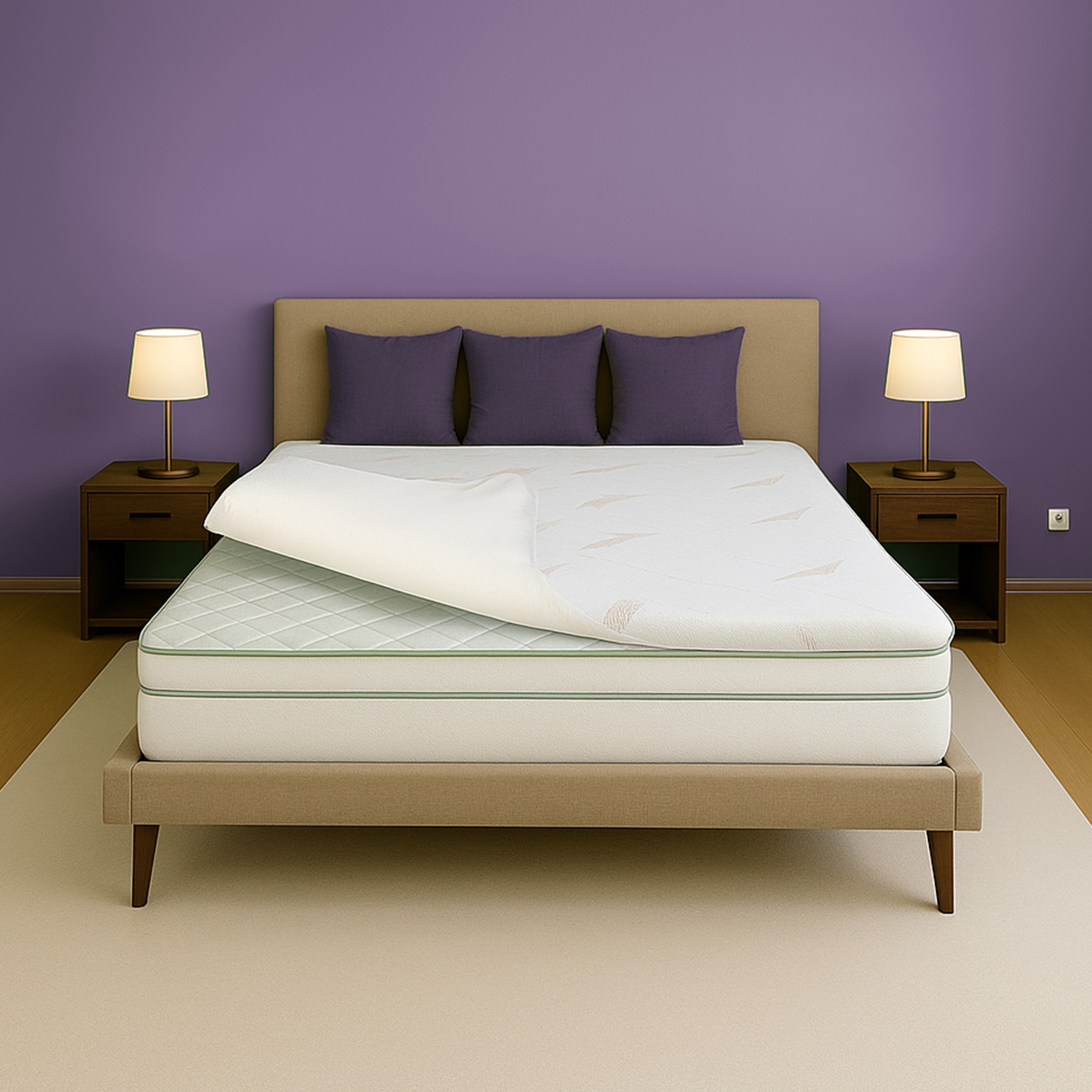 Kurlon Mattress Topper | Resitec  Foam | Anti Skid Fabric With Cool Yarn | Queen Size (200L X 160W X 5H Cm)